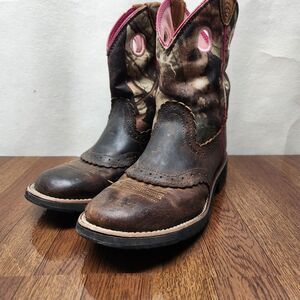 Ariat Fatbaby Womens Girls Boots Size 6.5B 10006854 Brown Pink Camo Round Toe
